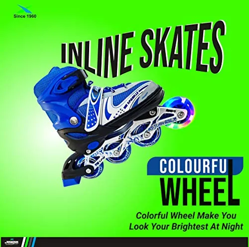 Jaspo Sparkle Adjustable Inline Skates with Front Light up Wheels Beginner Skates Fun Illuminating Roller Skates for Kids Boys and Girls
