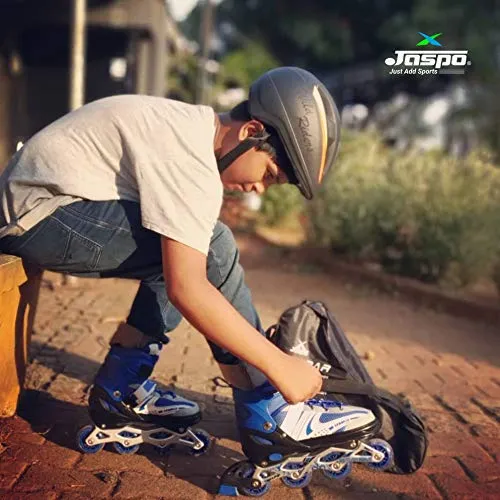Jaspo Sparkle Adjustable Inline Skates with Front Light up Wheels Beginner Skates Fun Illuminating Roller Skates for Kids Boys and Girls