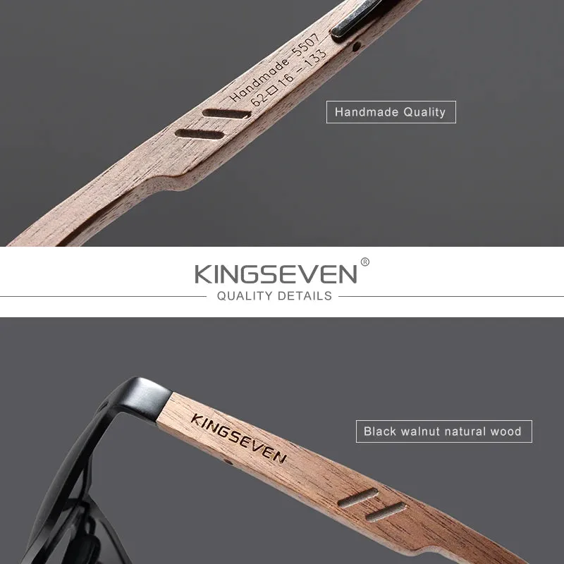 KINGSEVEN Aluminum & Walnut Wood Sunglasses