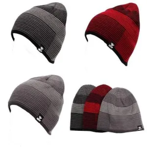 Men Outdoor Ski Moutaineering Stripe Climbing Cap Crochet Knitting Plush Inner Slouch Beanie Hat