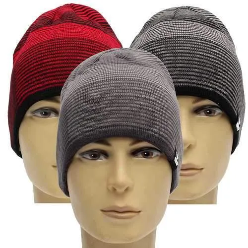 Men Outdoor Ski Moutaineering Stripe Climbing Cap Crochet Knitting Plush Inner Slouch Beanie Hat