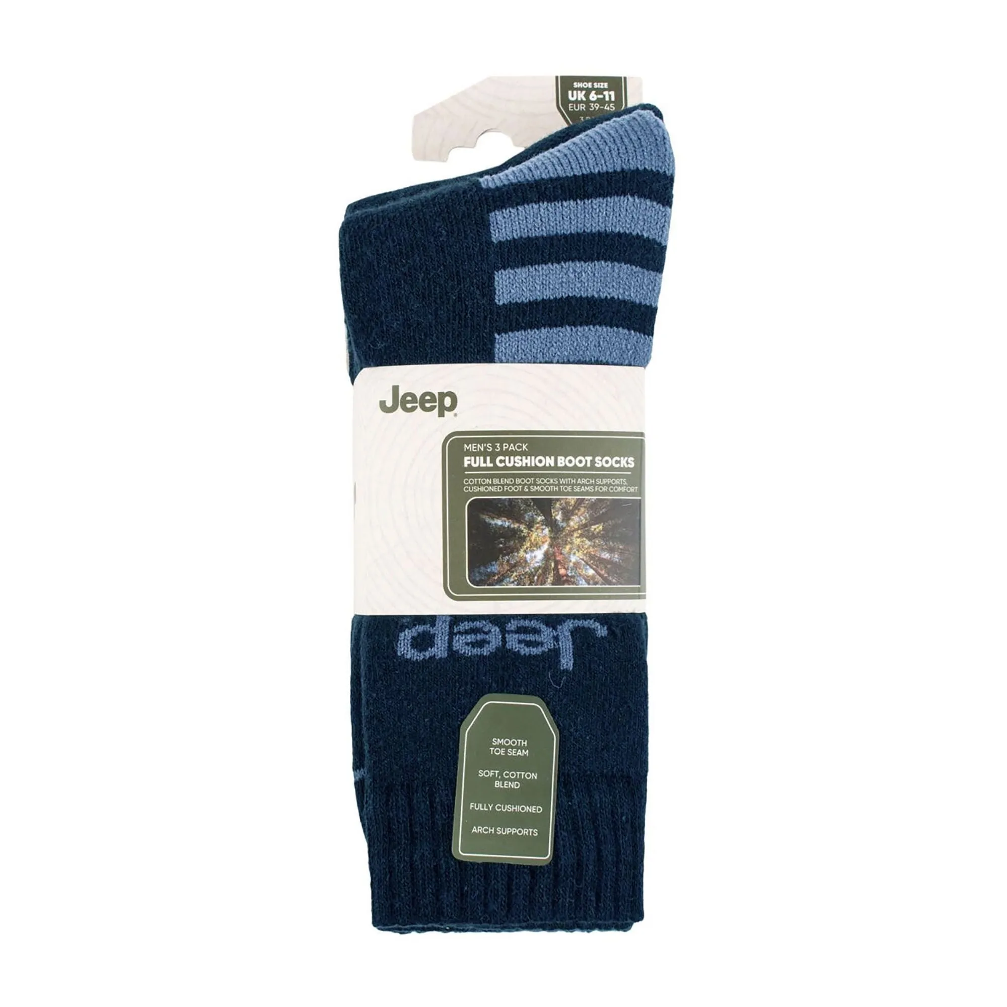 Men's 3 Pack Cotton Blend Boot Socks | Anti-Blister Hiking & Walking Socks