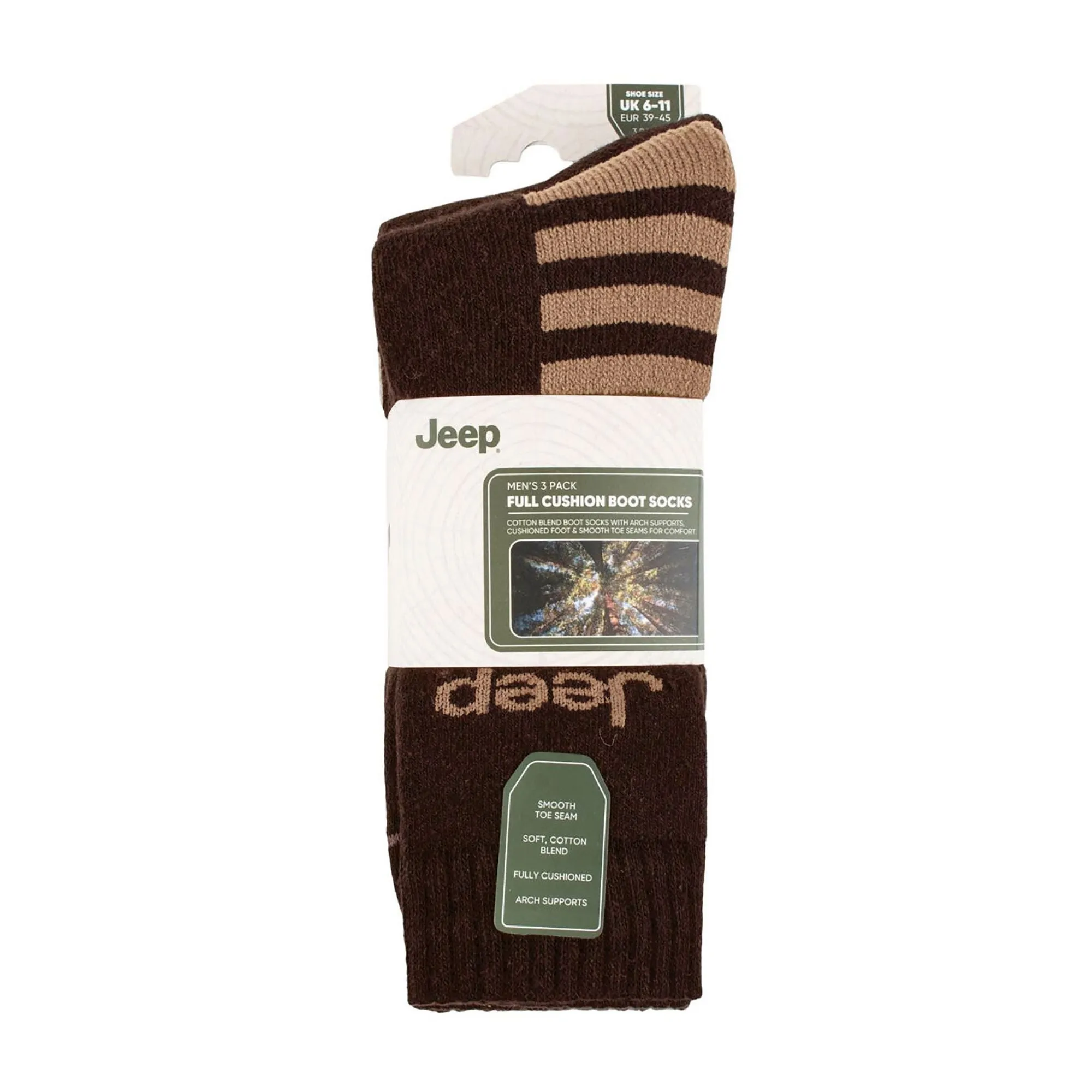 Men's 3 Pack Cotton Blend Boot Socks | Anti-Blister Hiking & Walking Socks