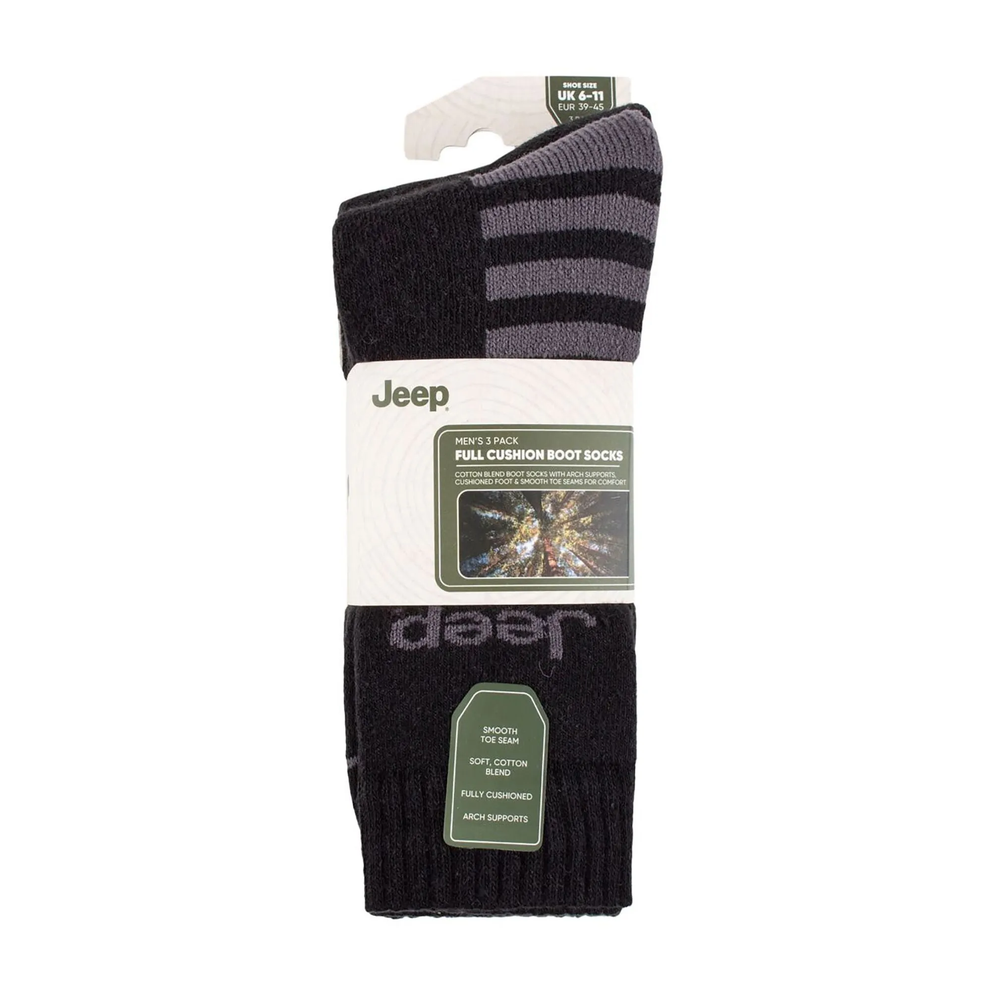 Men's 3 Pack Cotton Blend Boot Socks | Anti-Blister Hiking & Walking Socks