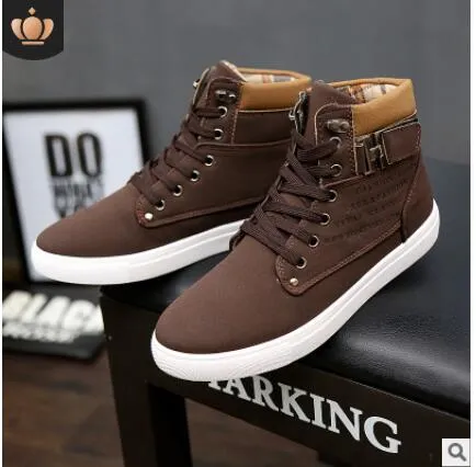 Men's Boots Autumn Winter New Men's Shoes High-top Shoes Retro Casual tie Men's Trend Martin Boots Men's Warm Cotton Shoes