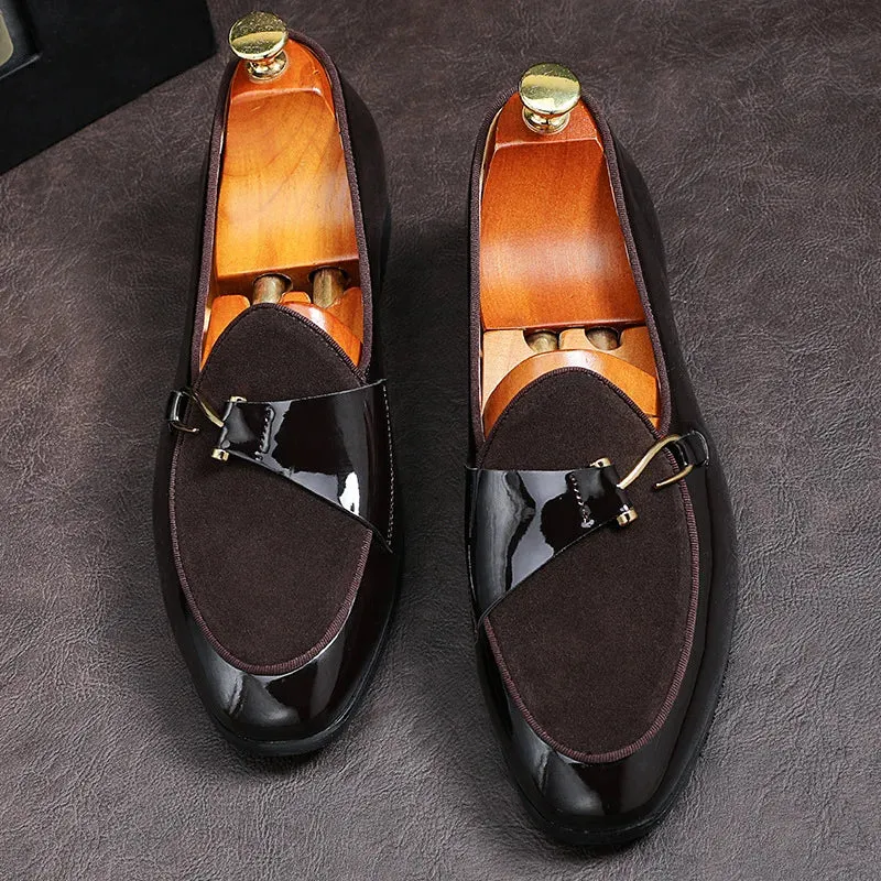 Men's Casual Leather Shoes - Buckle Party Wedding Loafers - Comfortable Driving Flats (EUR 38-48)
