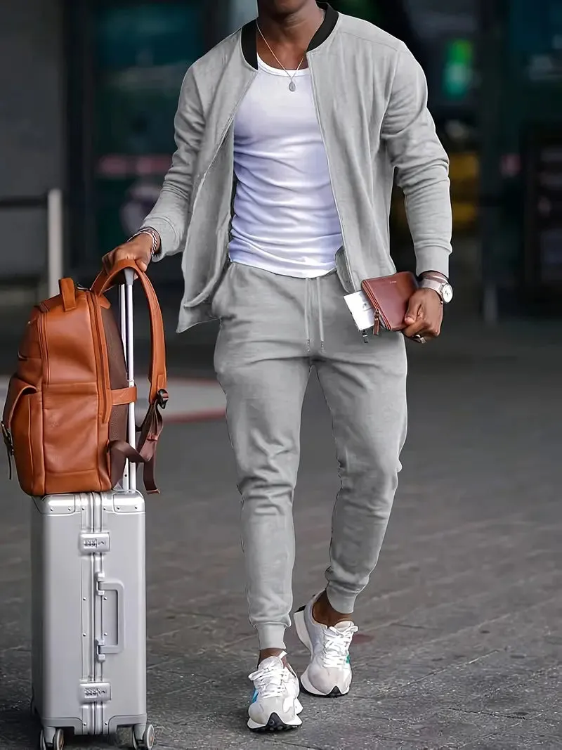 Men's Sporty Tracksuit Set - Jacket and Joggers for Casual Leisure and Outdoor Activities  Copy Regenerate