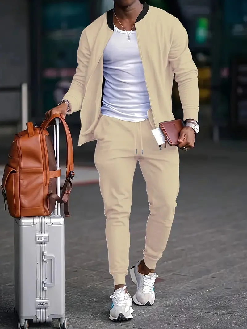 Men's Sporty Tracksuit Set - Jacket and Joggers for Casual Leisure and Outdoor Activities  Copy Regenerate