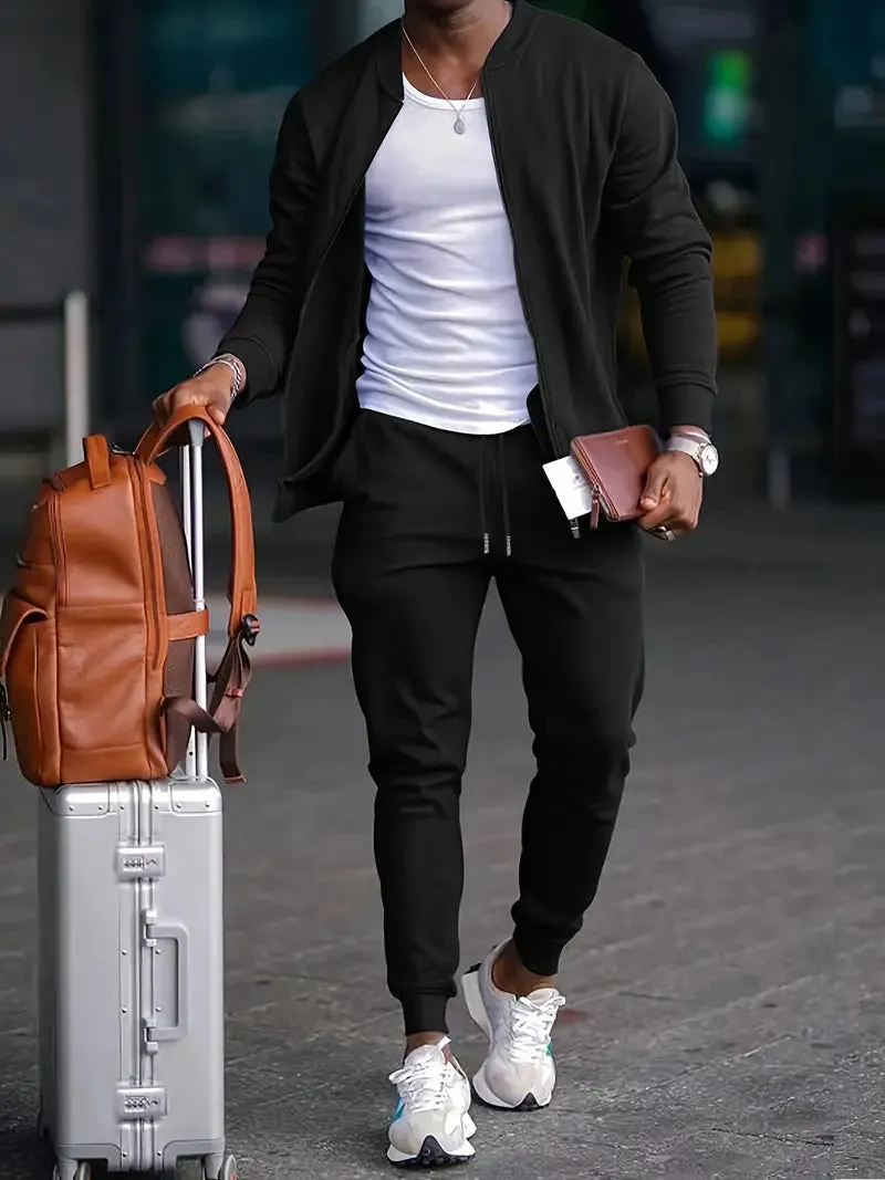 Men's Sporty Tracksuit Set - Jacket and Joggers for Casual Leisure and Outdoor Activities  Copy Regenerate