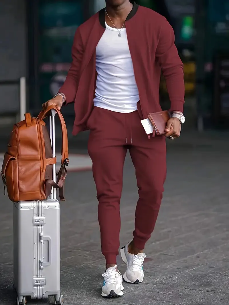Men's Sporty Tracksuit Set - Jacket and Joggers for Casual Leisure and Outdoor Activities  Copy Regenerate