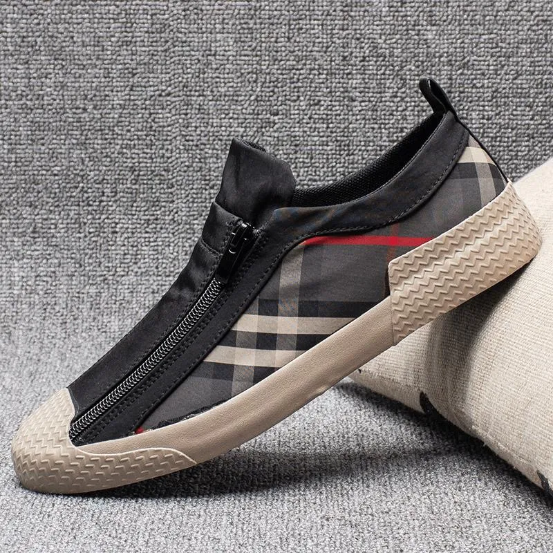 Men's Trendy Double Zipper Slip-On Canvas Shoes