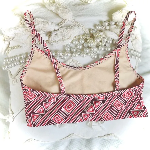 MOTT50 | S | x Margherita Missoni Maroon Gabbie Italian Athletic Bikini Top NWT
