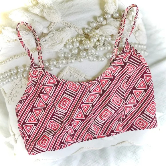 MOTT50 | S | x Margherita Missoni Maroon Gabbie Italian Athletic Bikini Top NWT