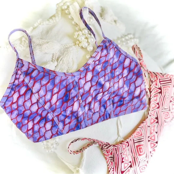MOTT50 | S | x Margherita Missoni Maroon Gabbie Italian Athletic Bikini Top NWT