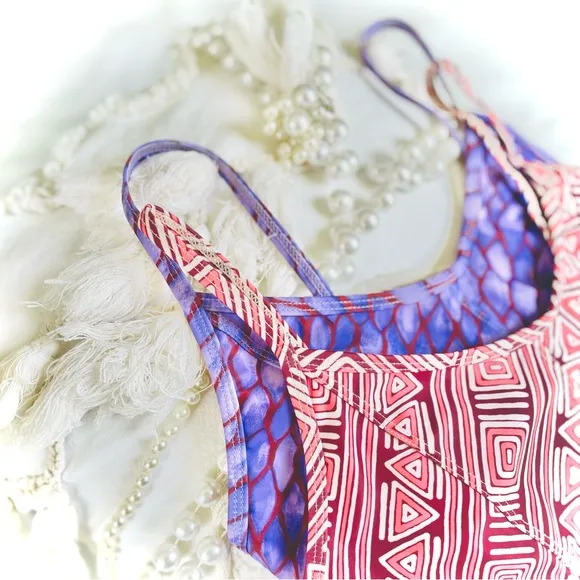 MOTT50 | S | x Margherita Missoni Maroon Gabbie Italian Athletic Bikini Top NWT