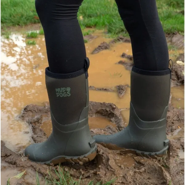 Mud Dogs RUTLAND MID Unisex Neoprene Wellington Boots Olive
