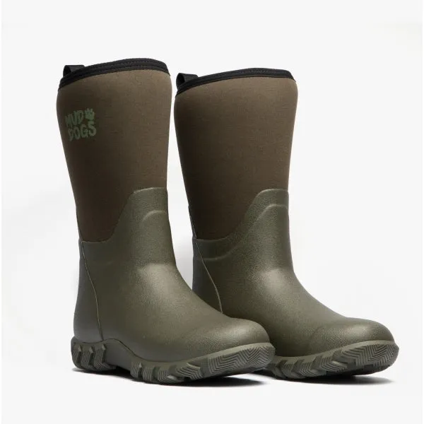Mud Dogs RUTLAND MID Unisex Neoprene Wellington Boots Olive