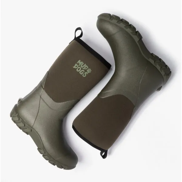 Mud Dogs RUTLAND MID Unisex Neoprene Wellington Boots Olive