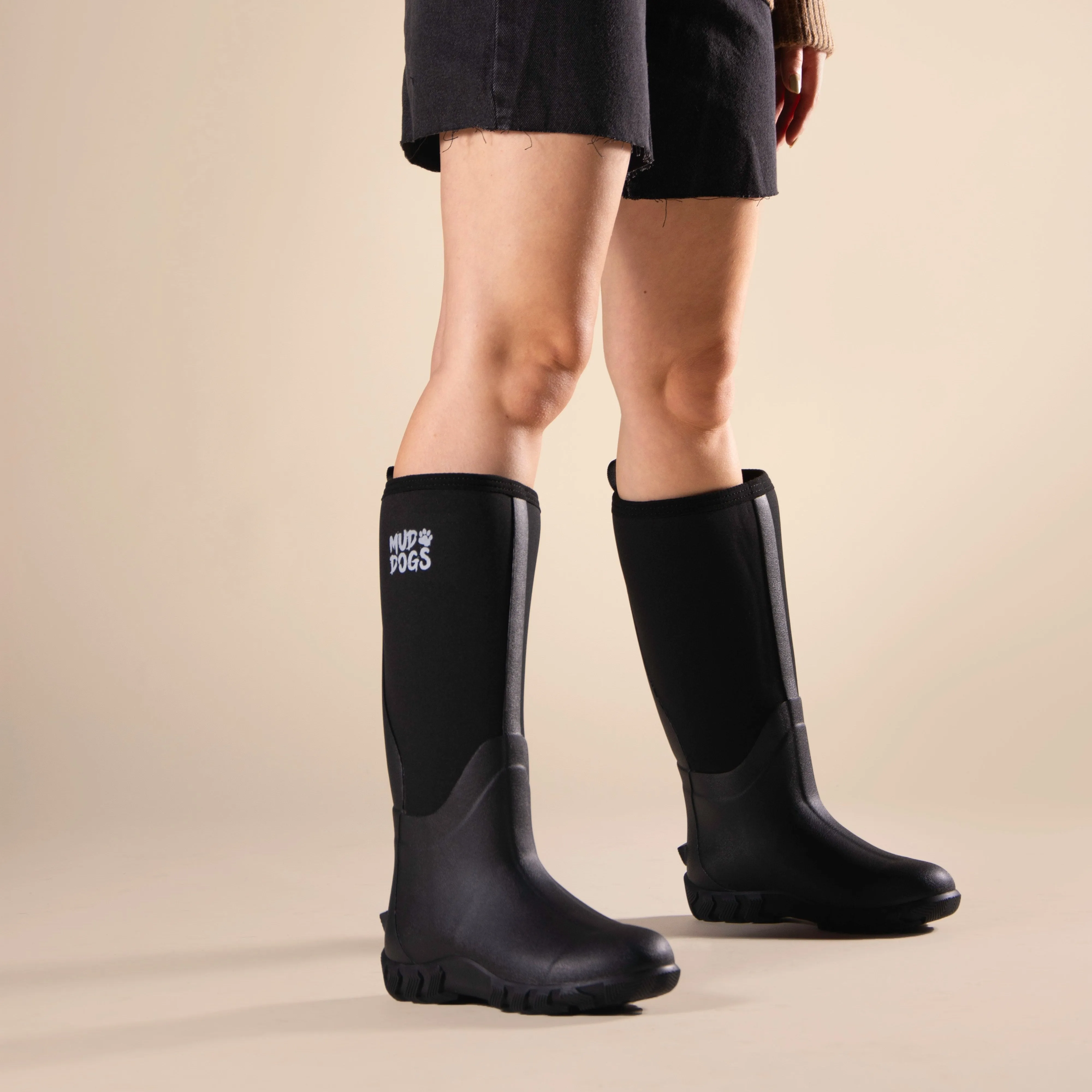 Mud Dogs RUTLAND TALL Neoprene Wellington Boots Black