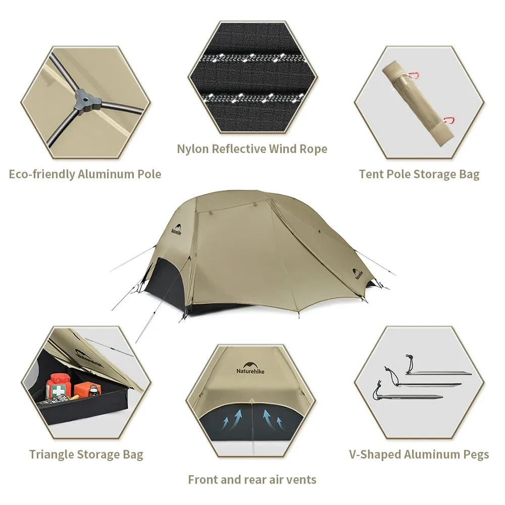 Naturehike Camping Tent Star River UL 2 People Tent 15D Nylon Ultralight Hiking Tent Two Doors Backpacking Travel Tent with Mat