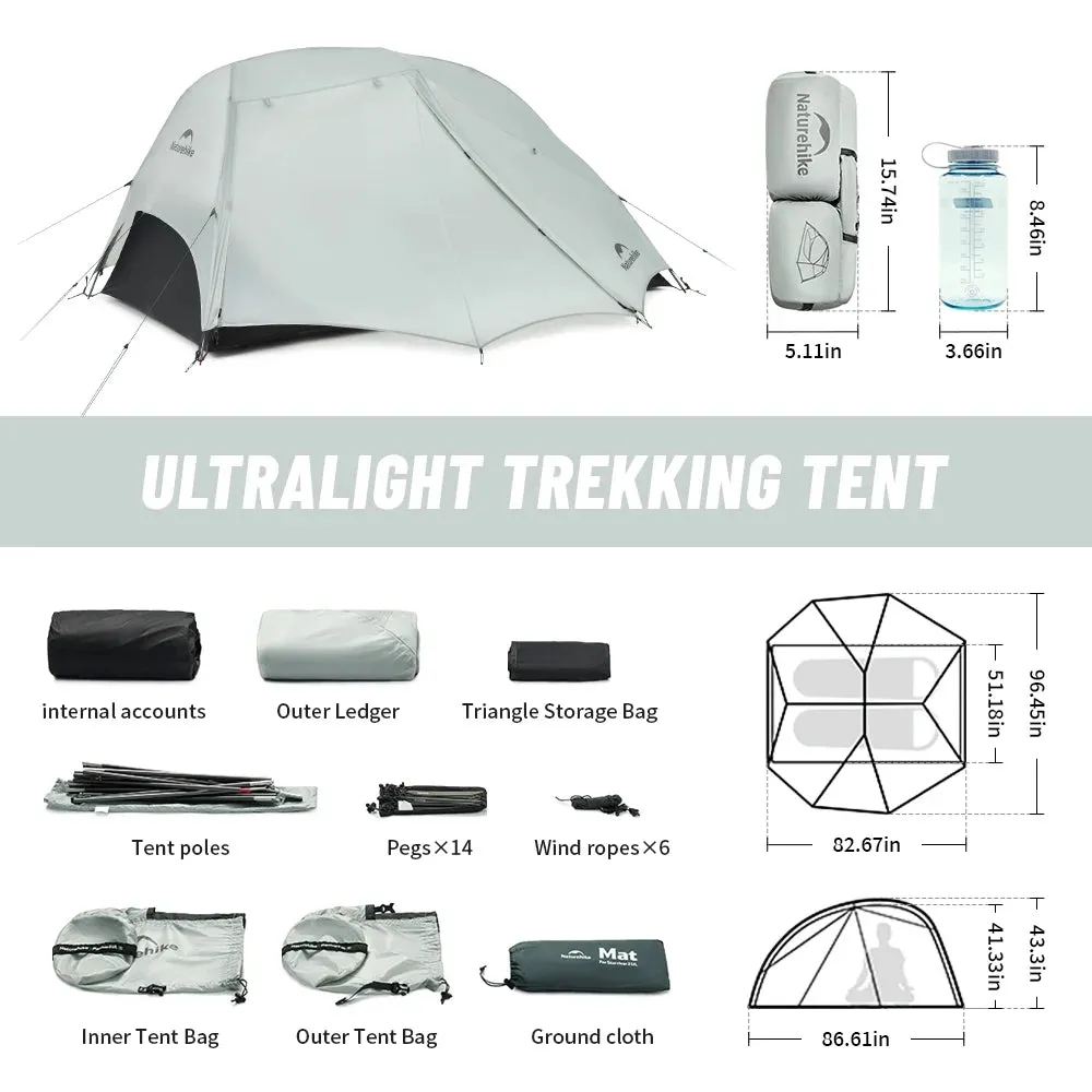 Naturehike Camping Tent Star River UL 2 People Tent 15D Nylon Ultralight Hiking Tent Two Doors Backpacking Travel Tent with Mat