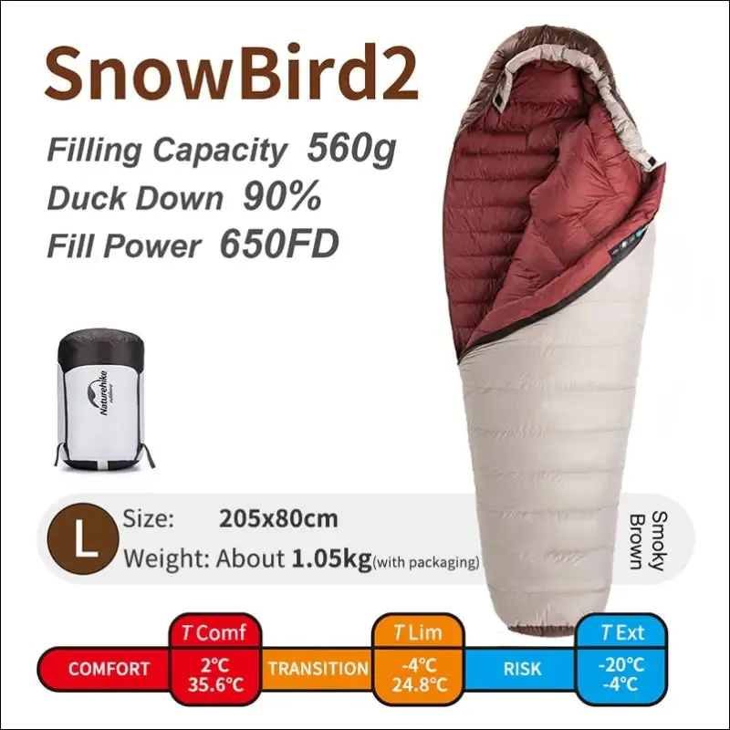 Naturehike snowbird 7 2 down ultralight sleeping bag - 4 season mummy camping duck down -3 -7