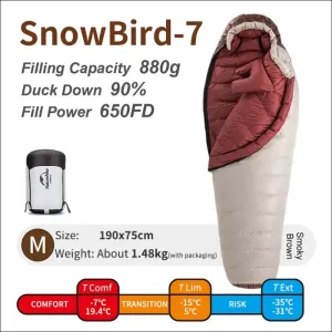 Naturehike snowbird 7 2 down ultralight sleeping bag - 4 season mummy camping duck down -3 -7