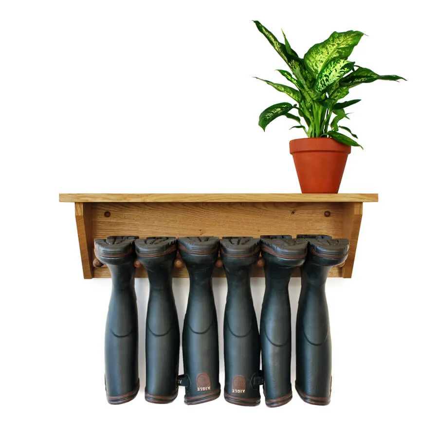 Oak Wall Hanging Welly Rack (3 pair)