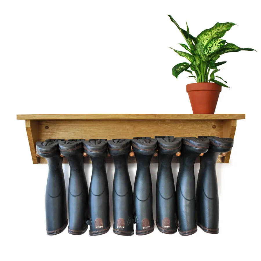 Oak Wall Hanging Welly Rack (4 pair)
