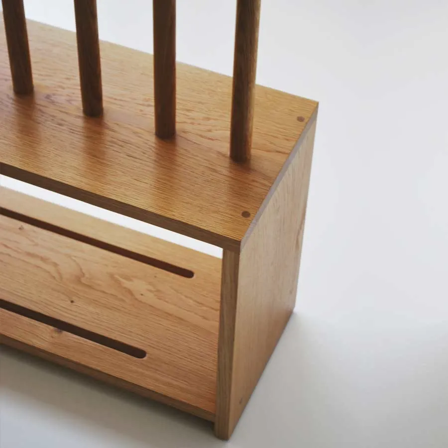 Oak Welly and Shoe Rack with Seat (5 pair)