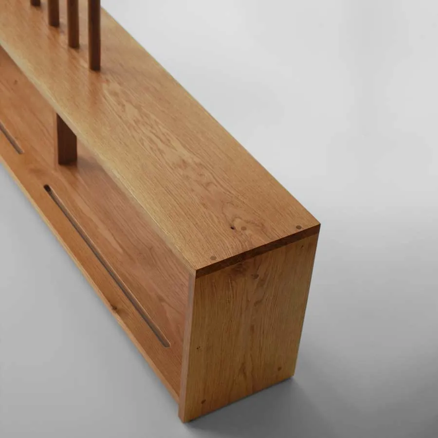 Oak Welly and Shoe Rack with Seat (5 pair)