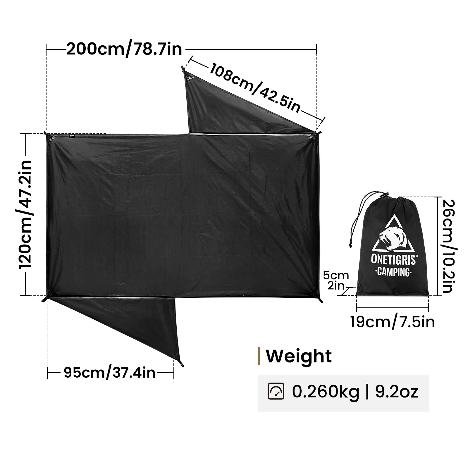 OneTigris STELLA Camping Tent - Black Tigris Series 2-Person 4-Season Backpacking Shelter