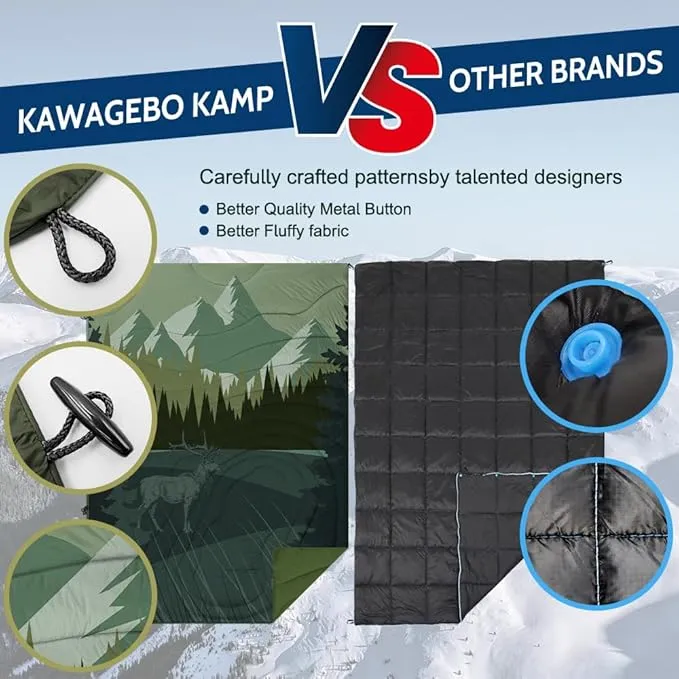 Outdoor Puffy Camping Blanket, Lightweight Windproof Warm Stadium Blanket, Packable Travel Camping Quilt for Cold Weather，Hiking, Backpacking,Sleeping, Hammock, Adventure 78"x 56"