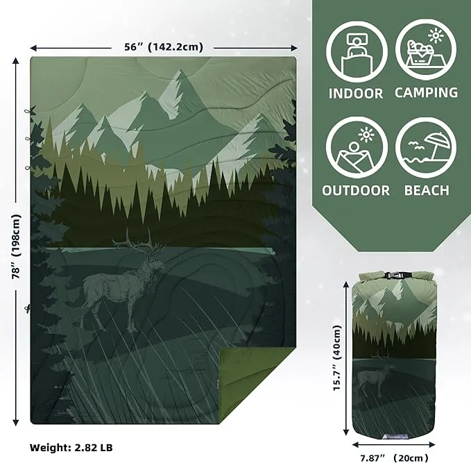 Outdoor Puffy Camping Blanket, Lightweight Windproof Warm Stadium Blanket, Packable Travel Camping Quilt for Cold Weather，Hiking, Backpacking,Sleeping, Hammock, Adventure 78"x 56"
