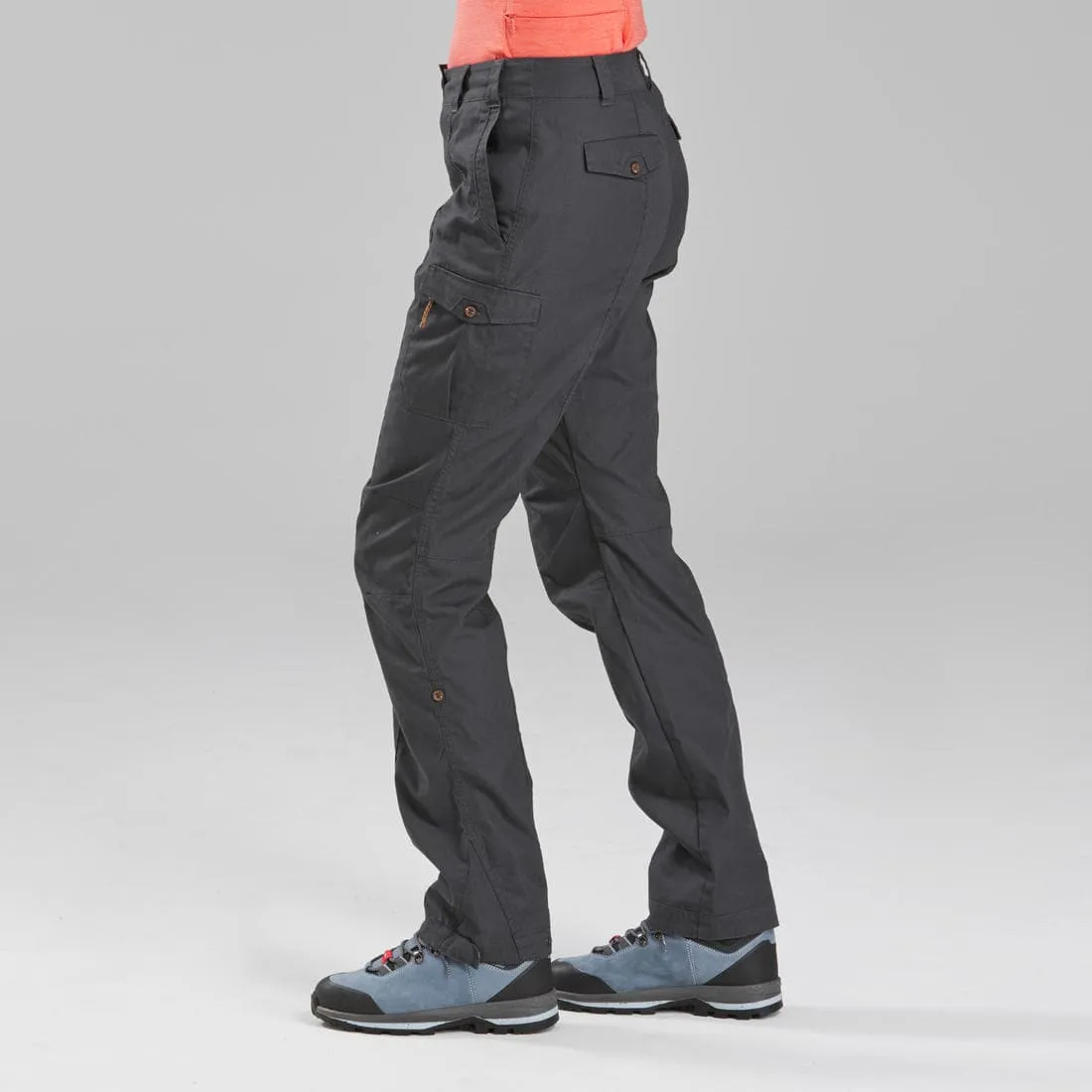 Pantalon de trek voyage - TRAVEL 100 gris femme