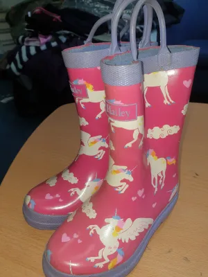 Pink Unicorn Hatley size 9 wellies FREE POSTAGE 🟣