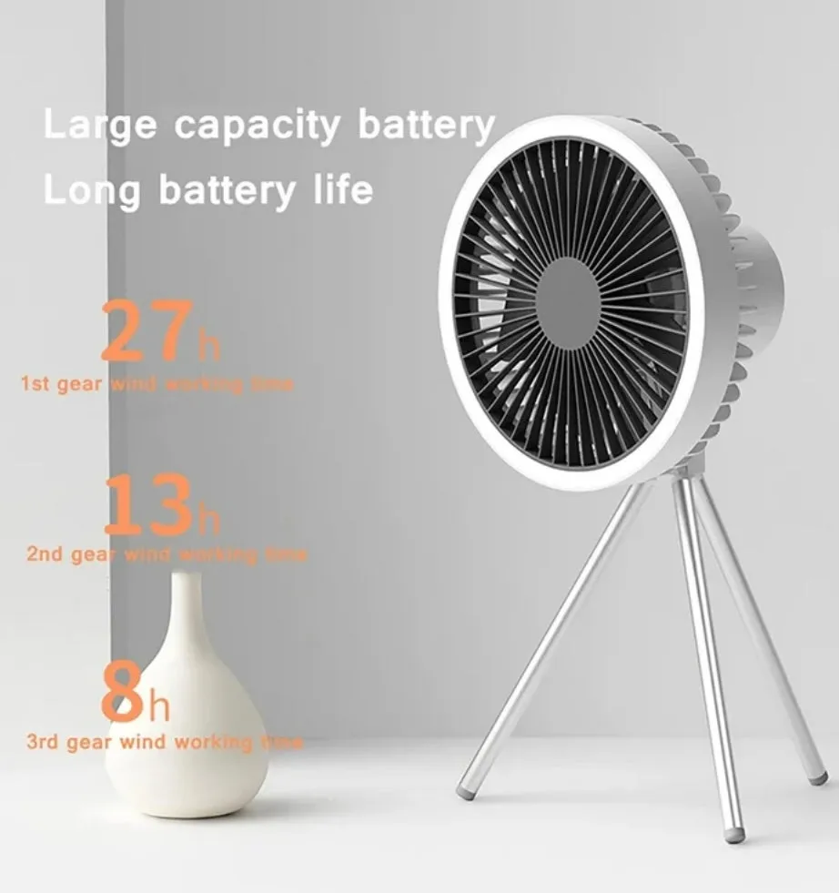 Portable Camping Fan With Light 10 000 mAh 3 Gears if Wind