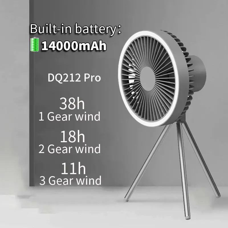 Portable Camping Fan With Light 10 000 mAh 3 Gears if Wind