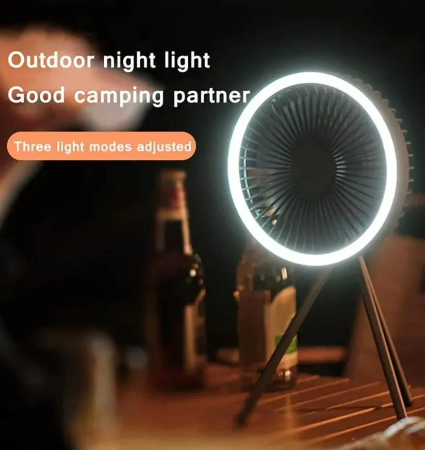 Portable Camping Fan With Light 10 000 mAh 3 Gears if Wind
