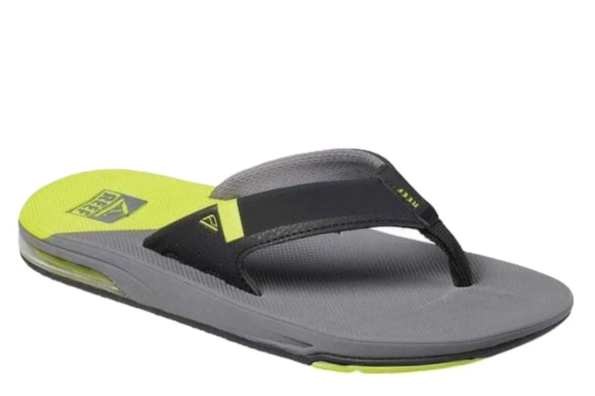 Reef Men's Fanning Bottle Opener Gray / Lime low  Flip Flop Sandal