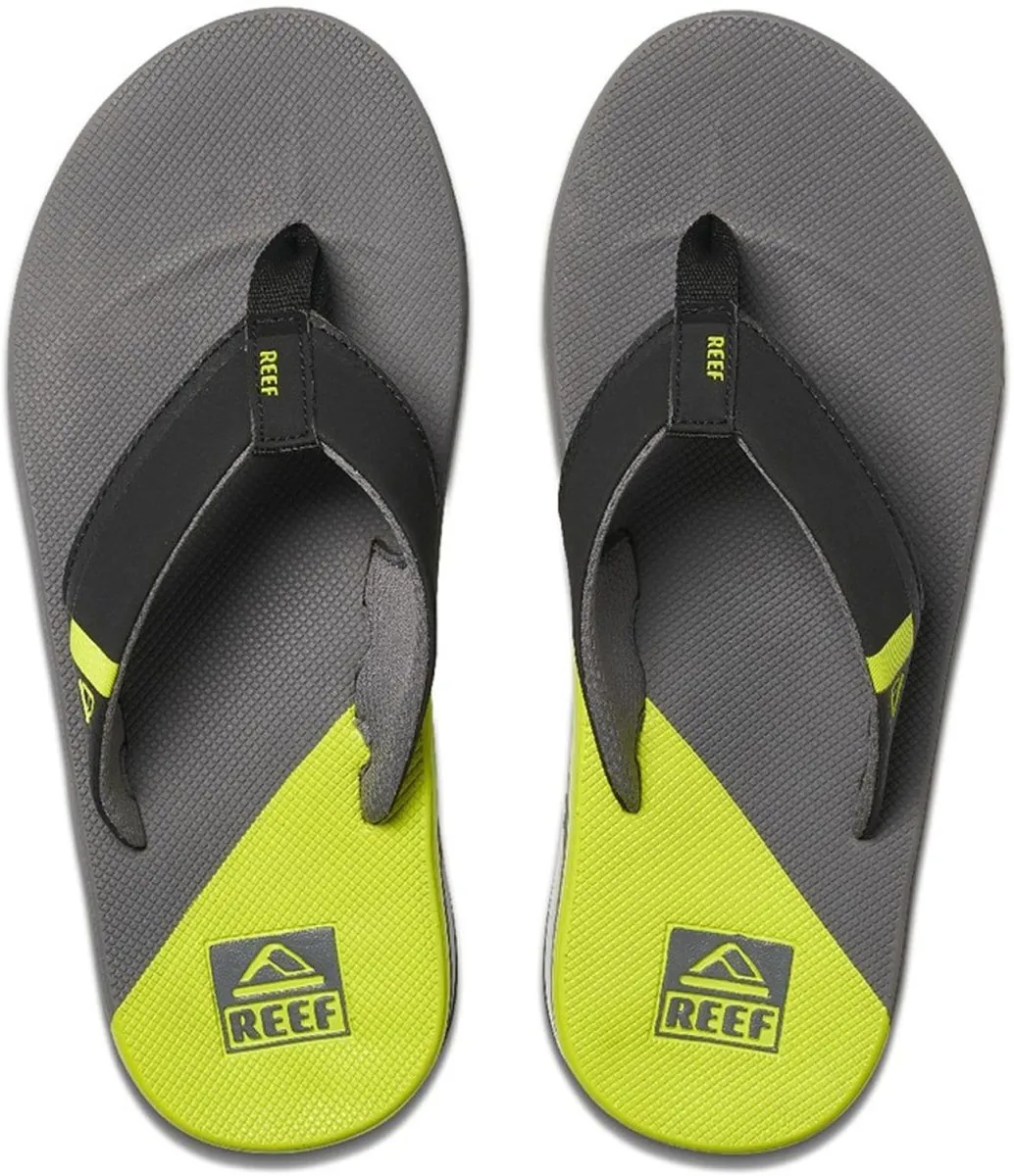 Reef Men's Fanning Bottle Opener Gray / Lime low  Flip Flop Sandal