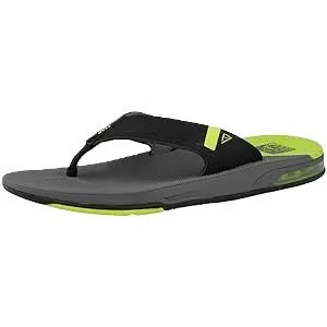 Reef Men's Fanning Bottle Opener Gray / Lime low  Flip Flop Sandal