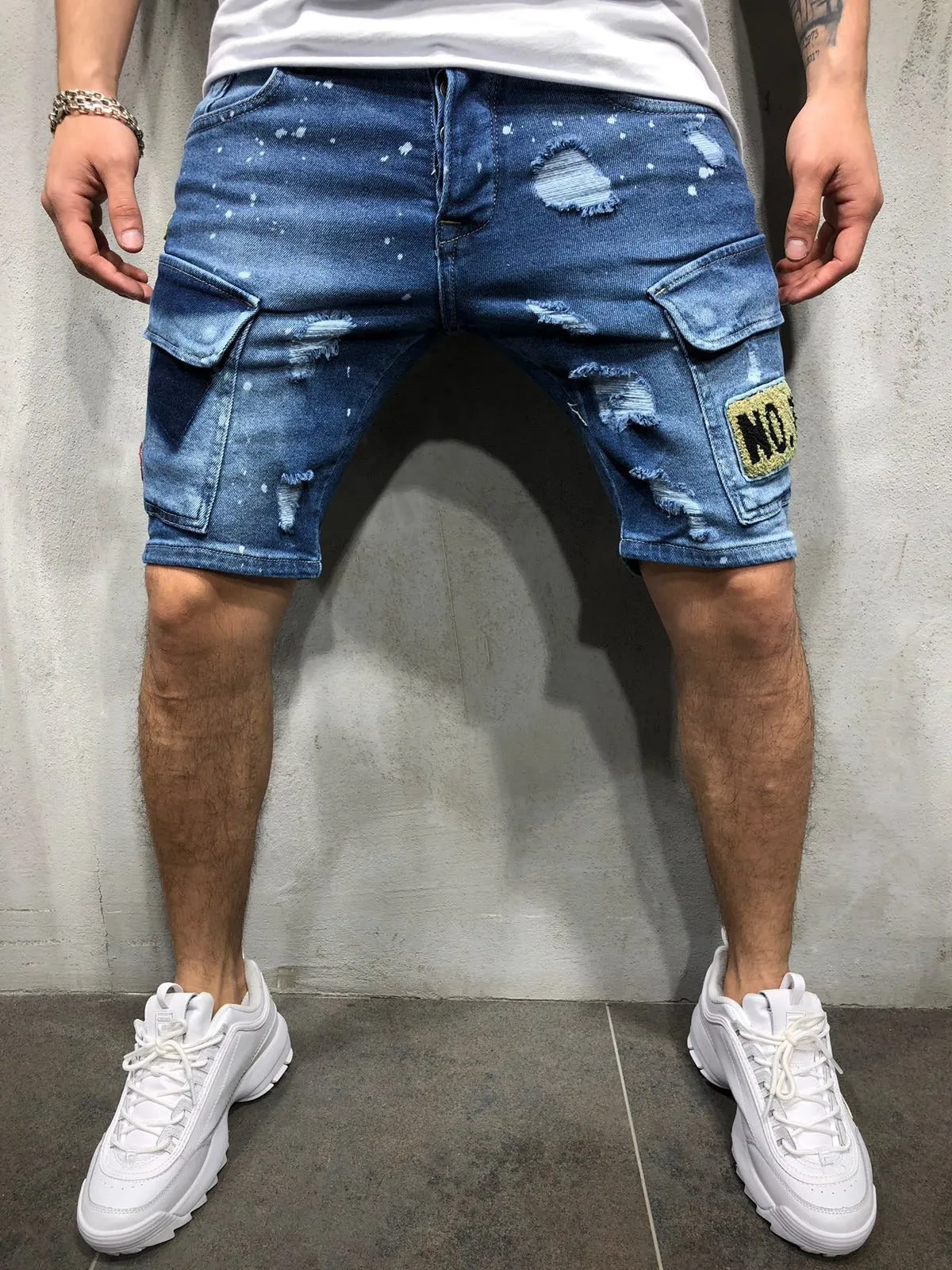 Ripped denim shorts-D139 | Inspanda
