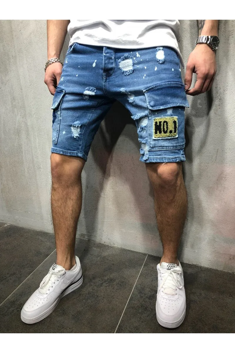 Ripped denim shorts-D139 | Inspanda
