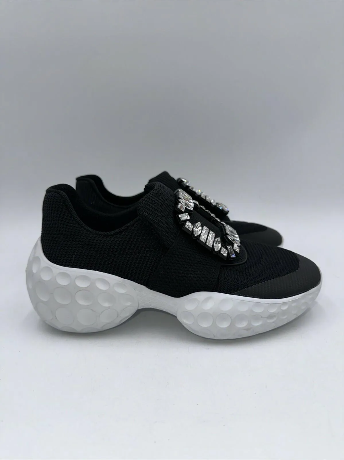 ROGER VIVIER Viv Run Moonlight Strass Buckle Technical Fabric Sneaker Size 35.5 - Very Good