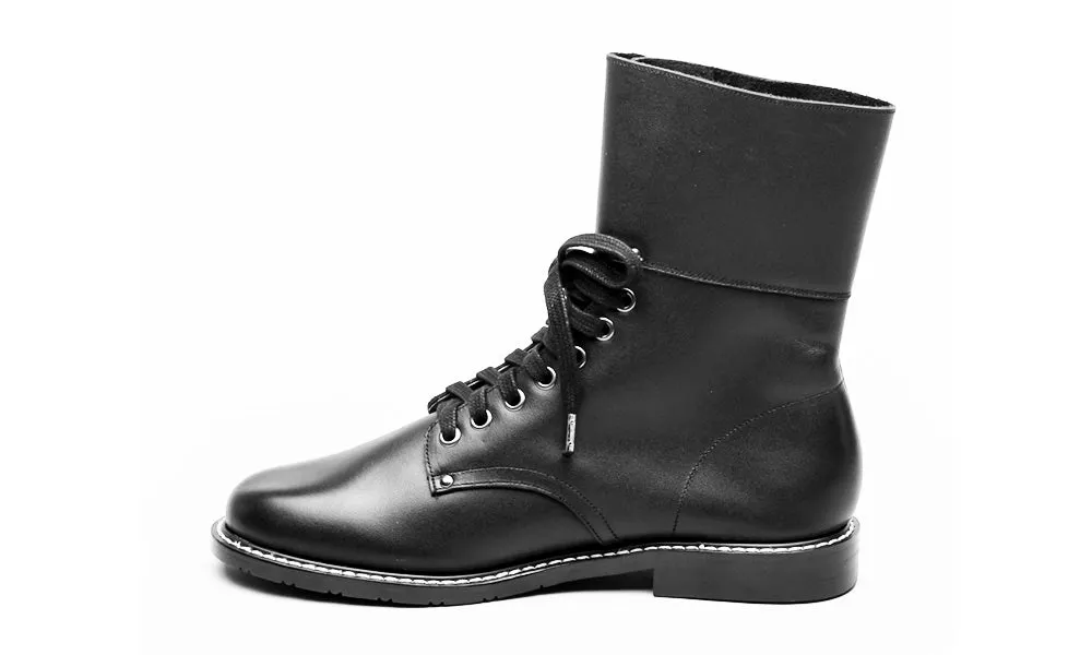 Rosie Vintage Double-Buckle Boots (Black)