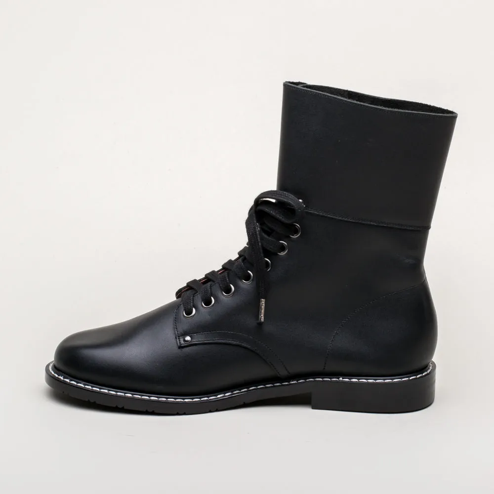 Rosie Vintage Double-Buckle Boots (Black)