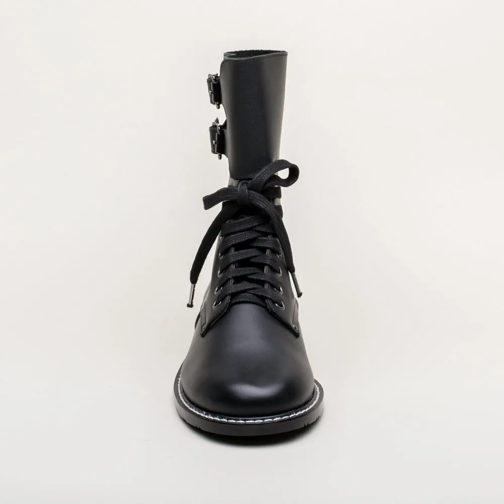 Rosie Vintage Double-Buckle Boots (Black)