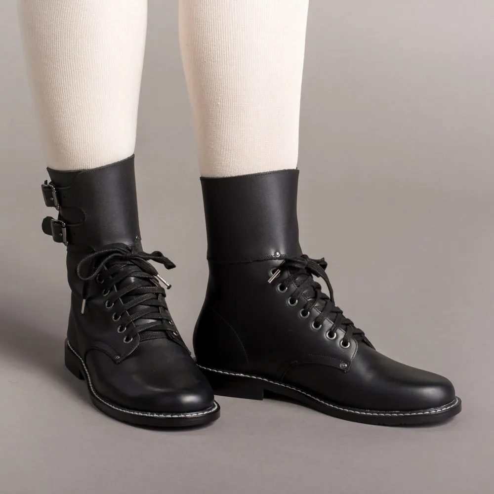 Rosie Vintage Double-Buckle Boots (Black)