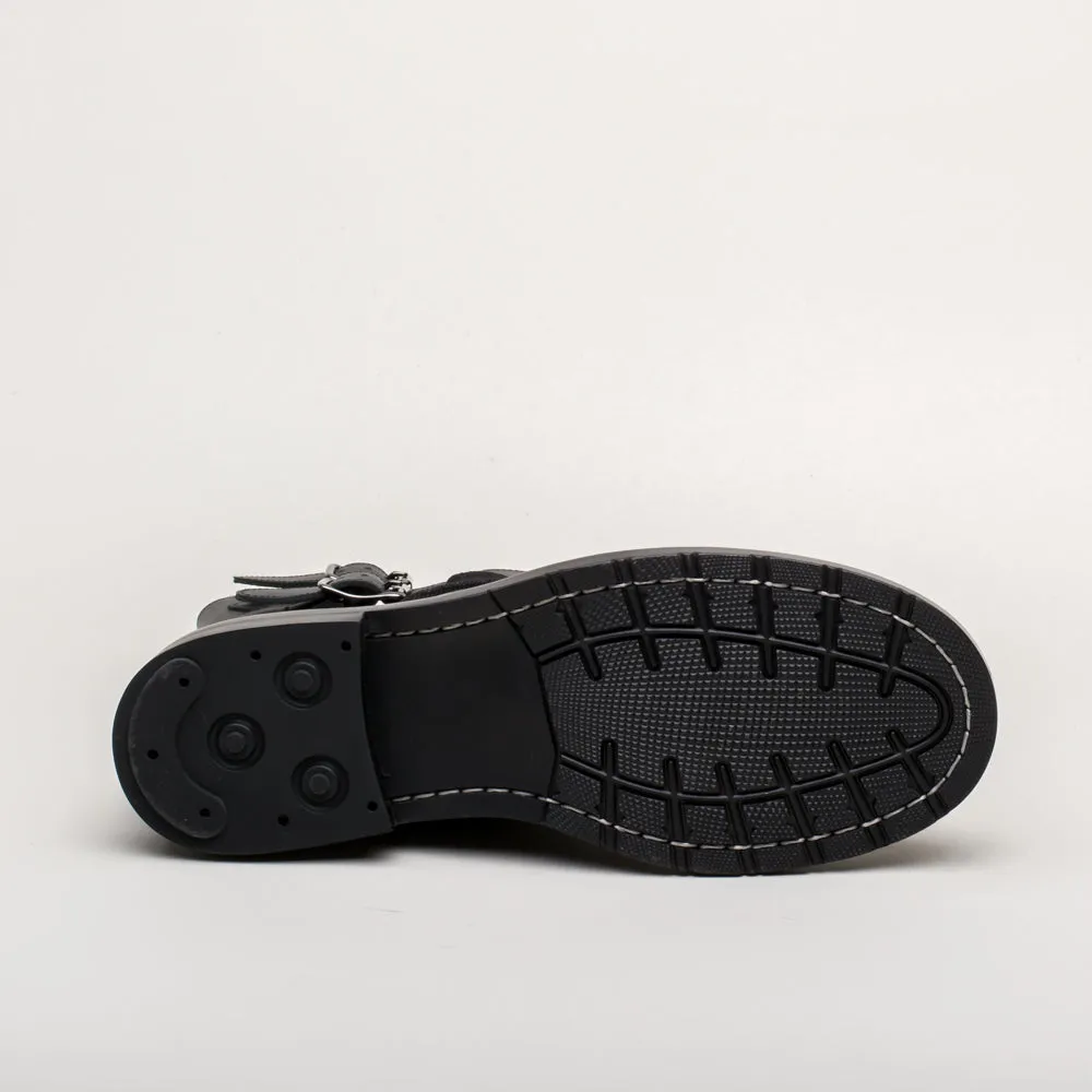 Rosie Vintage Double-Buckle Boots (Black)